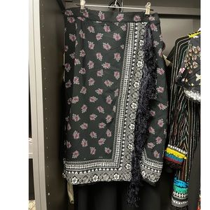 Altuzarra Floral print navy tassel skirt scarf women’s size 42